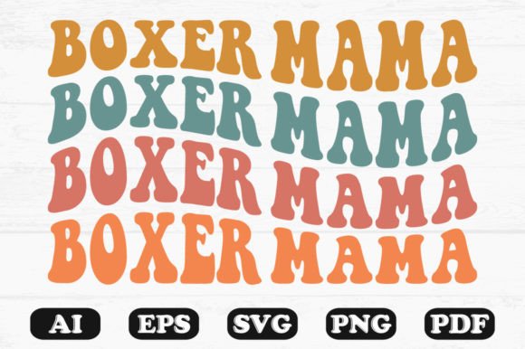 Boxer Mama Dog Retro Wavy Svg