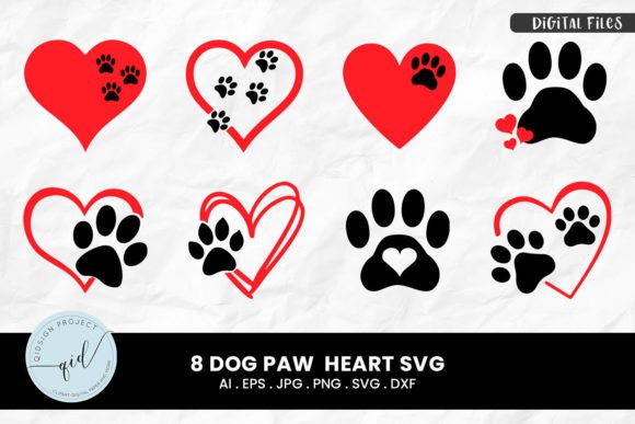 Dog Paw Hearts SVG 8 Variations