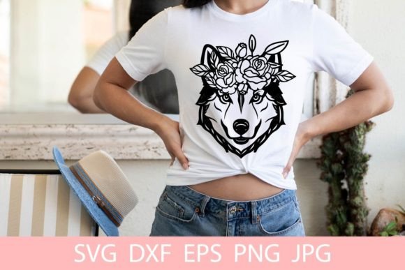 Floral Cute Husky Dog Animal Pet SVG