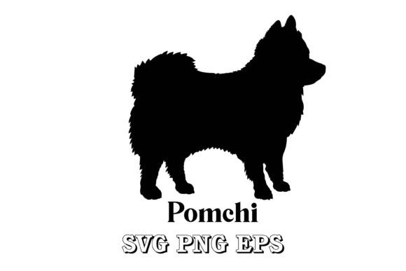 Pomchi Silhouette Dog Breeds Vector