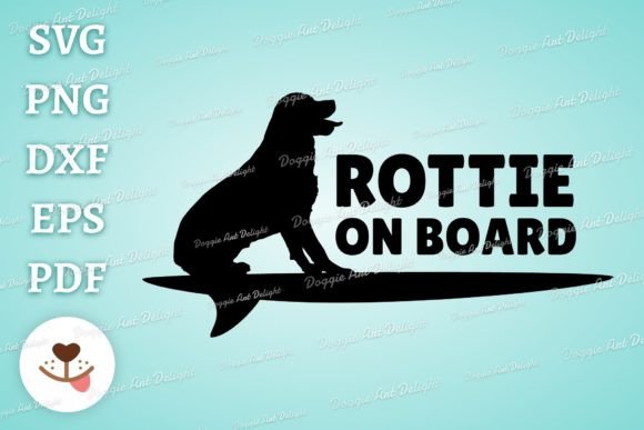 ROTTIE ON BOARD Dog Car Decal Svg Png